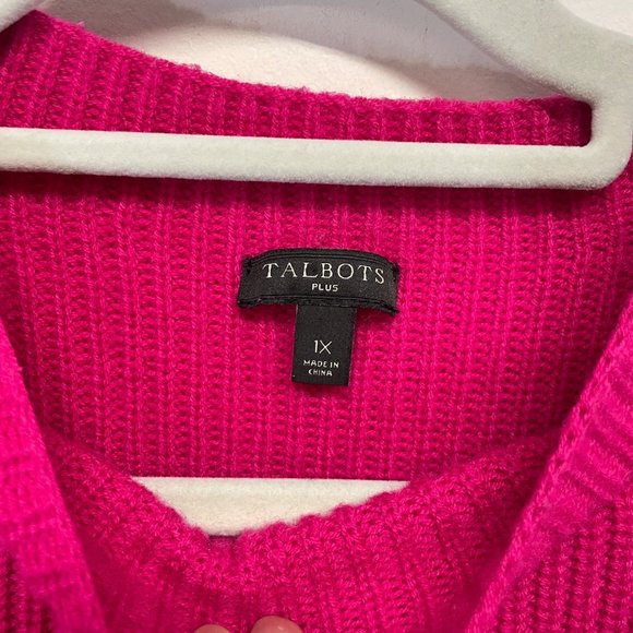 Talbots lambs wool blend pink knit sweater 1x - Picture 2 of 5